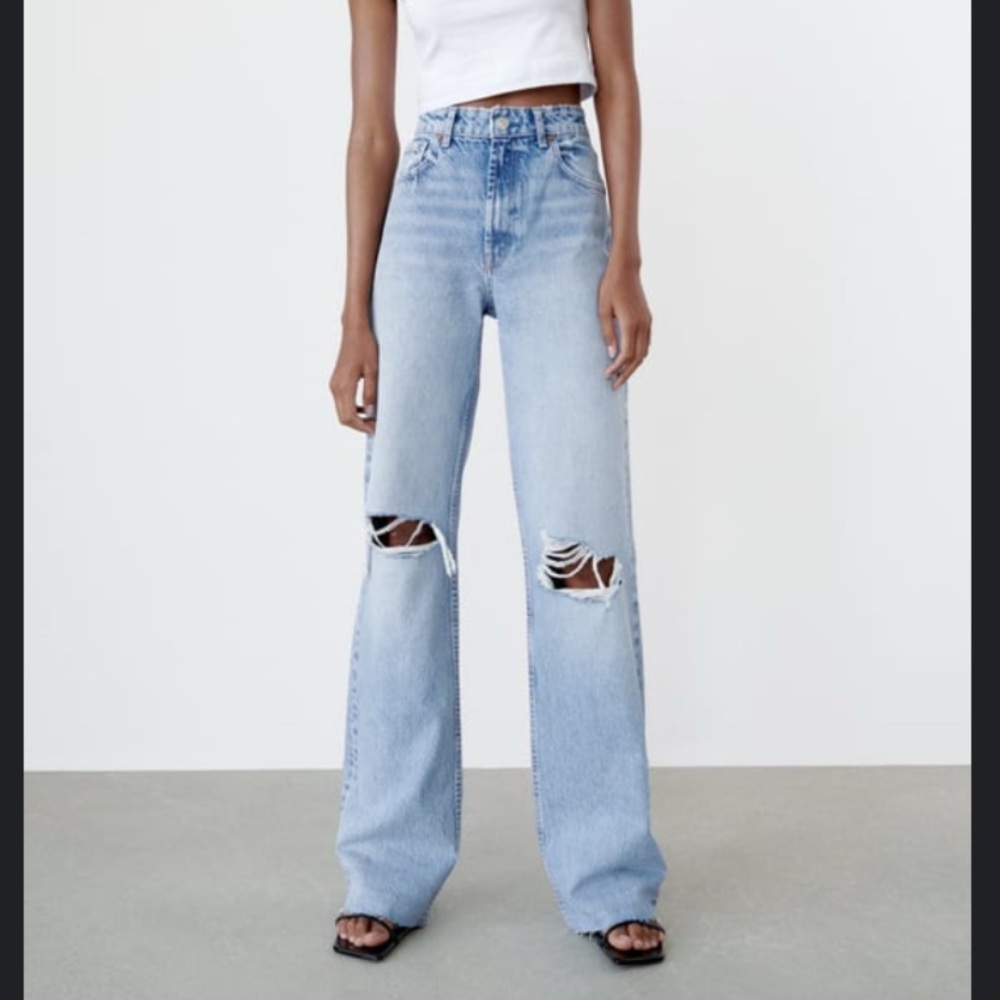 Zara Light Blue Flare & Wide Leg Jeans